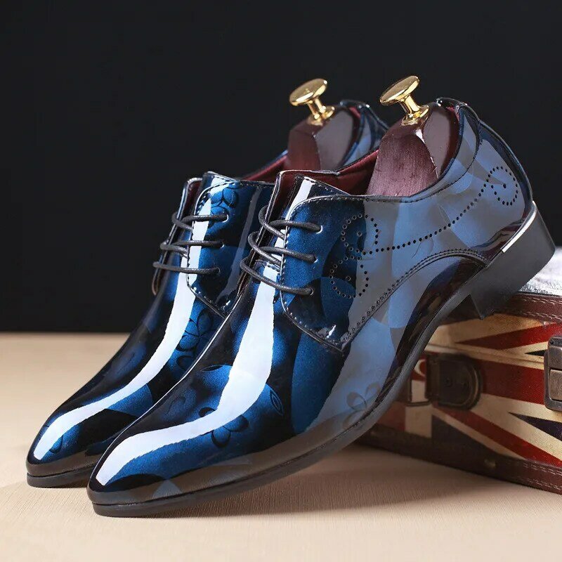 Zapatos de vestir con patrón Floral para hombre, calzado Formal de cuero, de lujo, a la moda, para novio, boda, Oxford