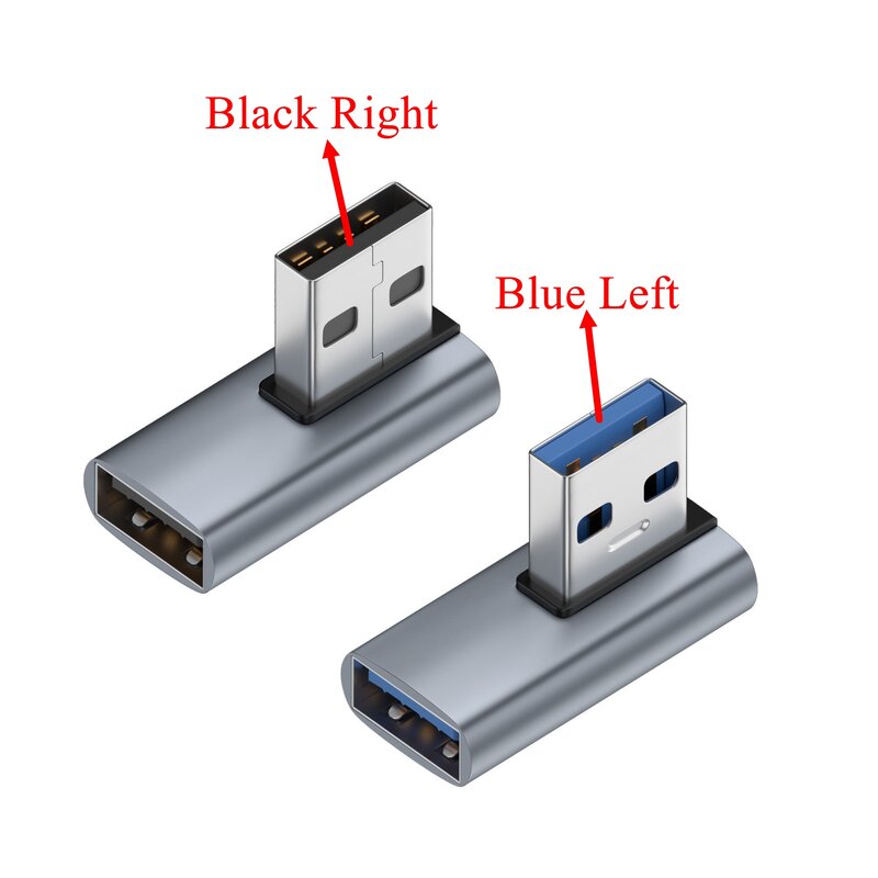Para cima e para baixo adaptador angular, A USB 3.0 macho para fêmea extensão, U-Shape Converter, L Tipo Plug Connector, 10Gbps