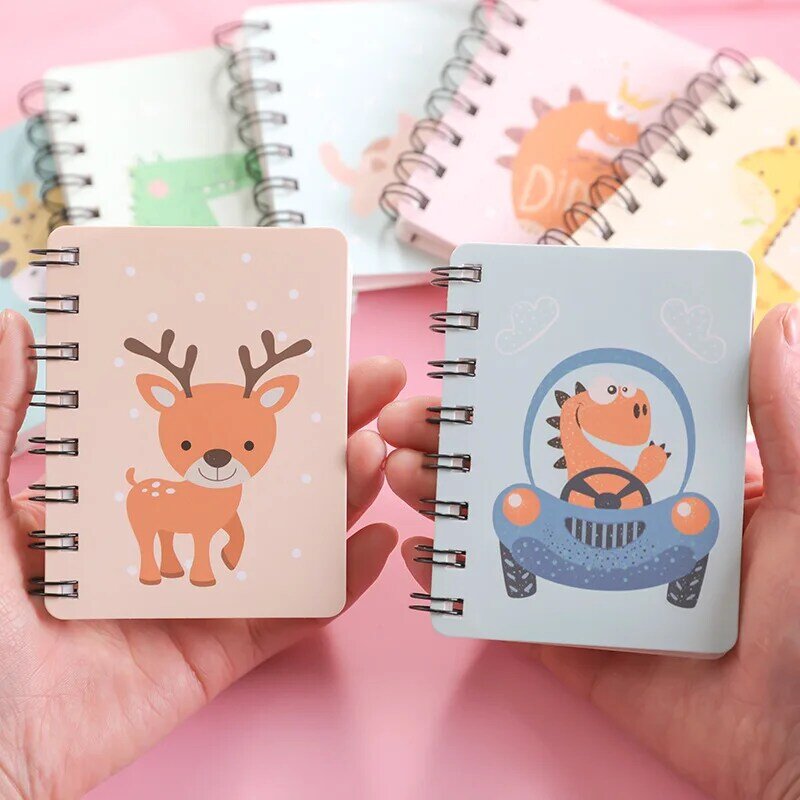 Cuaderno en espiral con anillas A7, almohadillas de escritura de animales bonitos, Mini libro de bolsillo para dibujar, papelería coreana, suministros escolares
