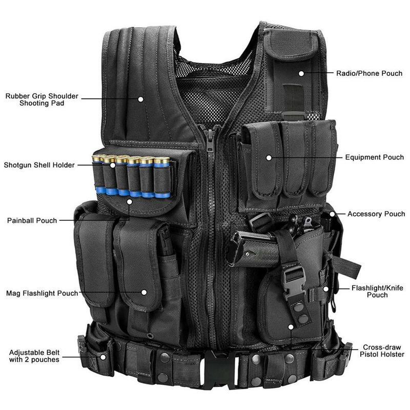 มัลติฟังก์ชั่รักษาความปลอดภัยเสื้อผ้า Swat เสื้อกั๊กยุทธวิธี Swat แจ็คเก็ตทรวงอก Rig Multi-Pocket CS การล่าสัตว์ Vest Camping อุปกรณ์เสริม