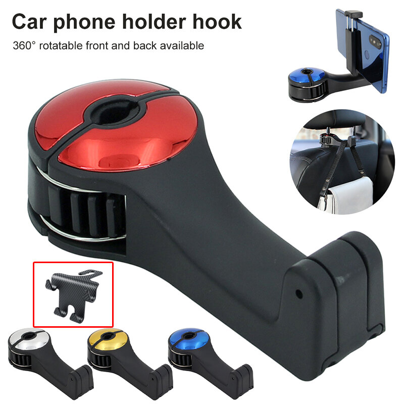 1Pc 2 In 1 Car Headrest Hook Phone Car Holder Car Hanger Portable Seat Back Hanger Storage Hook Phone Holder Auto Fastener Clip