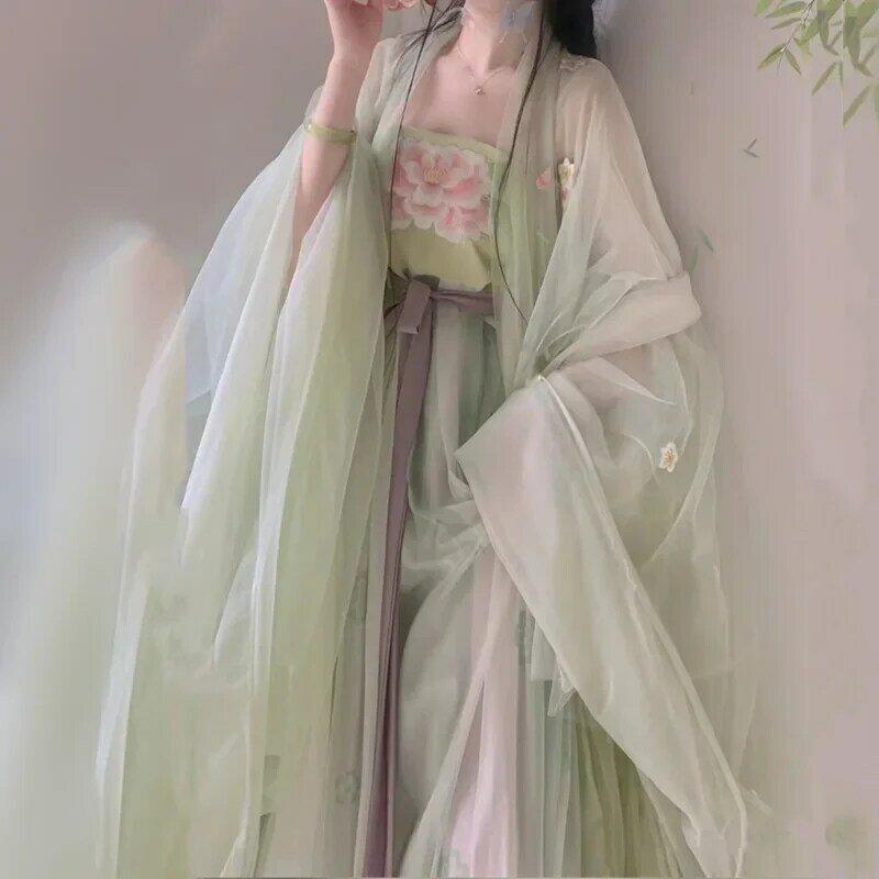 2023 китайский женский Традиционный набор ханьфу в старинном стиле, Женский костюм для косплея, Летний Новый костюм ханьфу с большим рукавом, свободный костюм 2XL