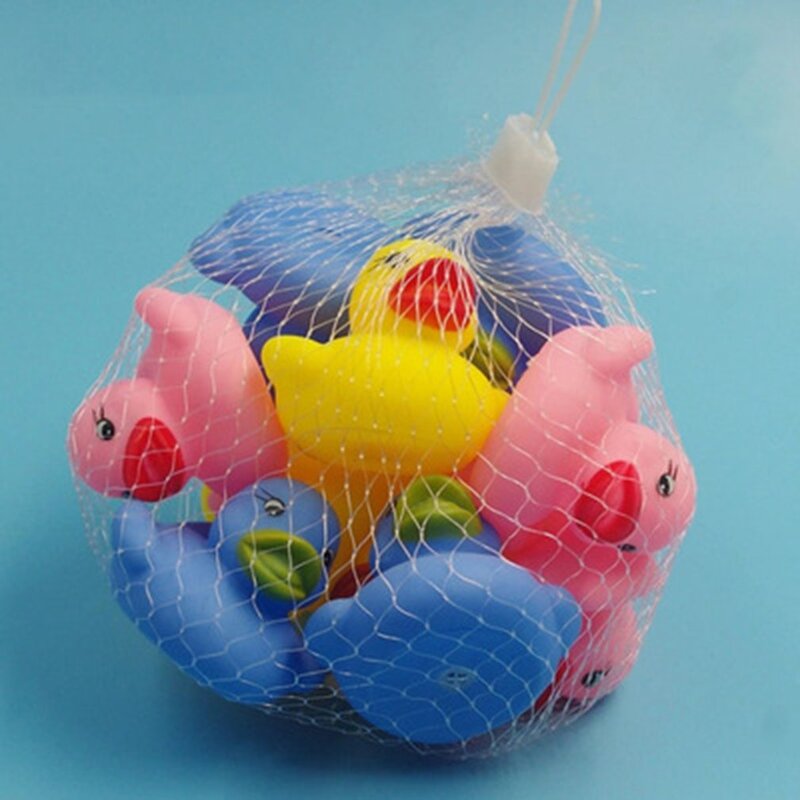 Jouets de bain colorés en caoutchouc souple pour bébé, 10 pièces/ensemble, animal mignon, natation, son de pression, lavage, drôle