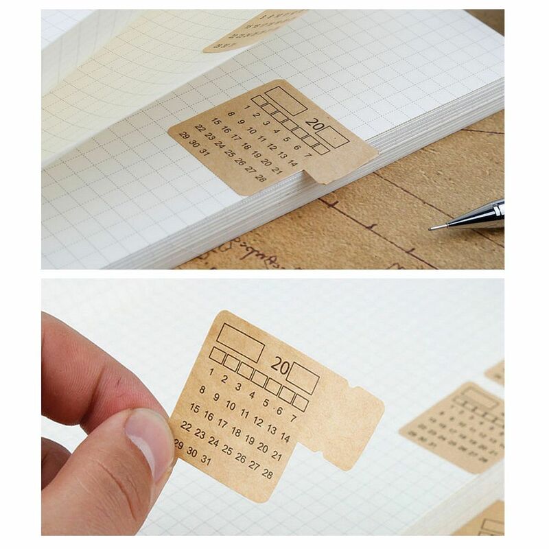 Calendario Vintage de 2021 meses, pegatina de papel Kraftpaper, escritura a mano, cuaderno, etiqueta de índice, pegatinas, papelería Kawaii