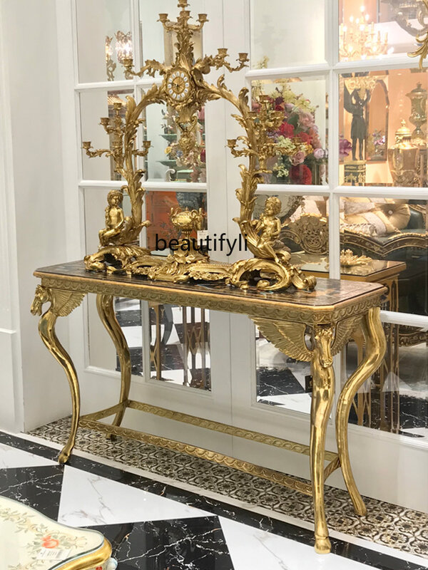 Gy phoenix meiju luxo estilo francês novo estilo chinês cavalo de cobre puro pintado à mão mesa console villa sofá volta gabinete