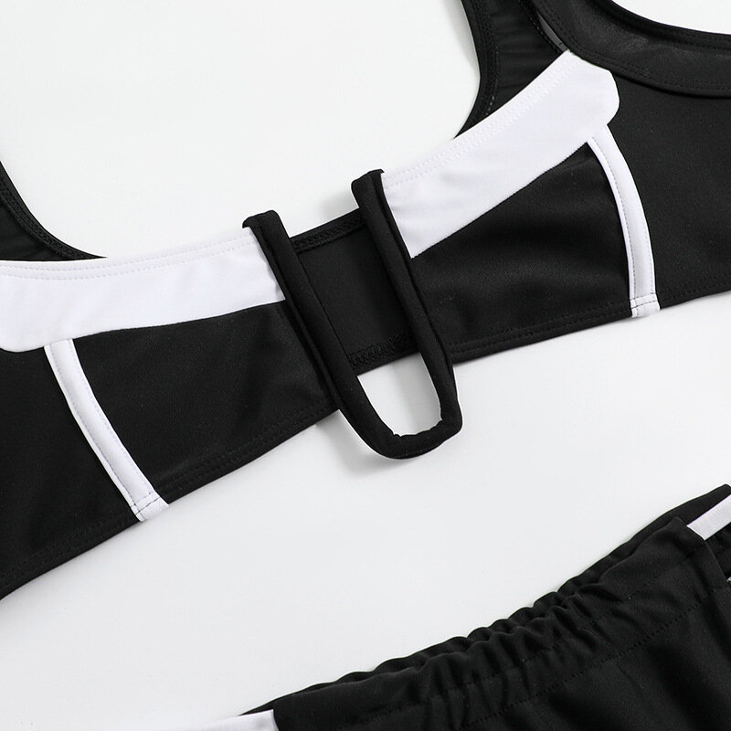 Costume da bagno da donna 2 pezzi intimo + reggiseno superiore Summer Beach Holiday Sexy scollo a V nero bianco Casual Daily Hot Girl Streetwear
