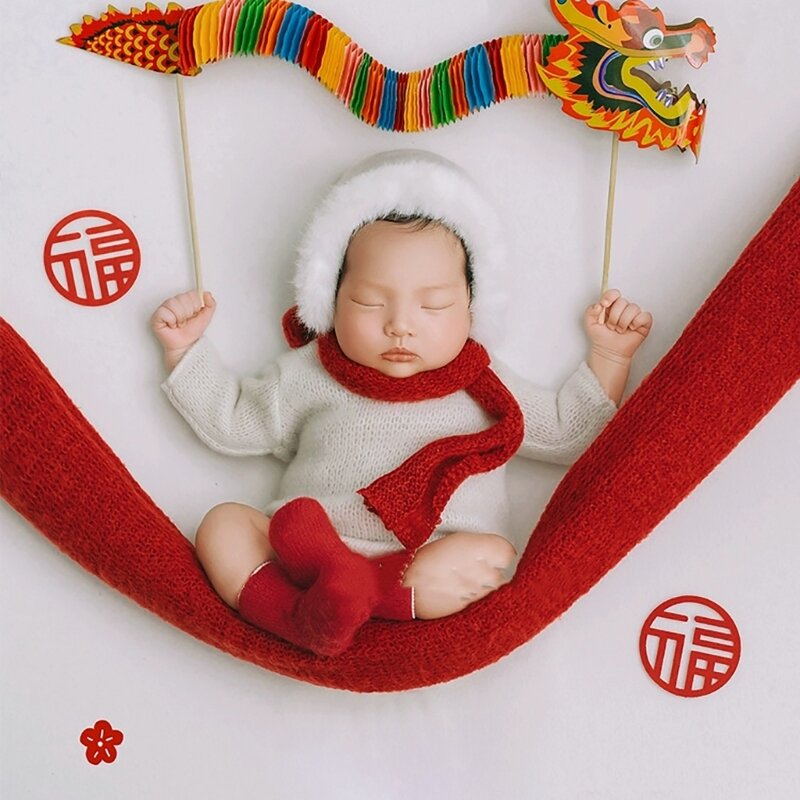 0-1 Months Newborn Photography Props Baby Clothing Set Short Sleeve Jumpsuit +Hat +Socks +Blanket Cute Baby Photo Outfit