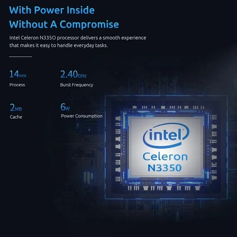 كمبيوتر MLLSE-PC Intel Celeron ، N3350 CPU ، ذاكرة رام 6 جيجابايت ، ذاكرة 64 جيجابايت روم ، USB ، Win10 ، WiFi ، بلوتوث ، كمبيوتر مكتبي محمول صغير