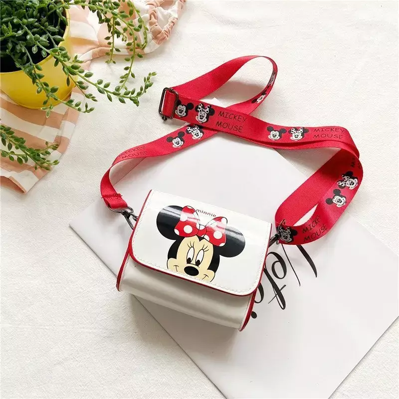 Disney-Mickey Minnie bolsa de ombro para meninos e meninas, bolsa infantil, mini bolsa quadrada, bonito dos desenhos animados, porta-moedas, moda