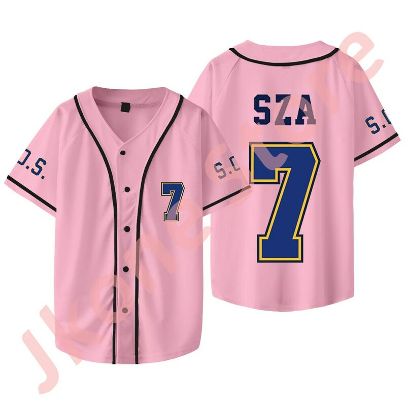남녀공용 SZA 7 저지 SOS 투어 머치 야구 재킷, 캐주얼 반팔 티셔츠 티, 패션