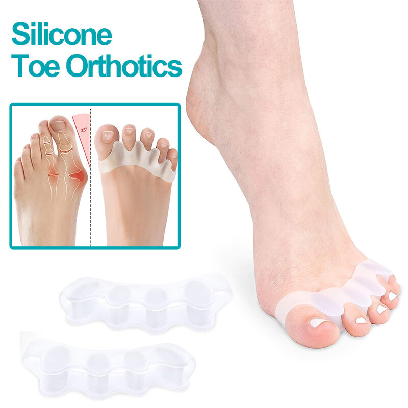 1 pasang pelurus jari kaki silikon untuk pelurus jari kaki yang tepat, Bunion dan palu untuk latihan lari dan Yoga