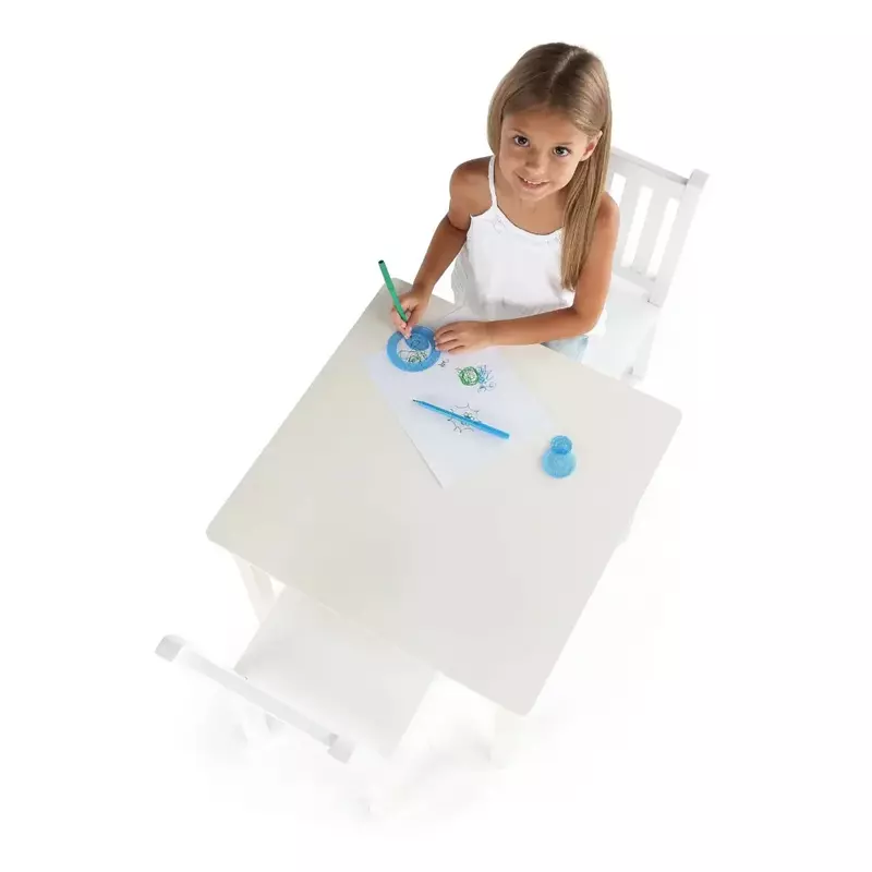 Humble Crew-Mesa Cuadrada de madera para niños de 3 años y más, Juego de 2 sillas, color blanco