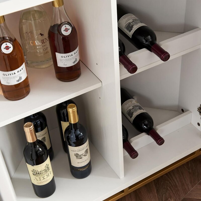 Armário de licor com alças meia lua e base de metal, ideal para bares e armários de vinho, armazenamento de cozinha