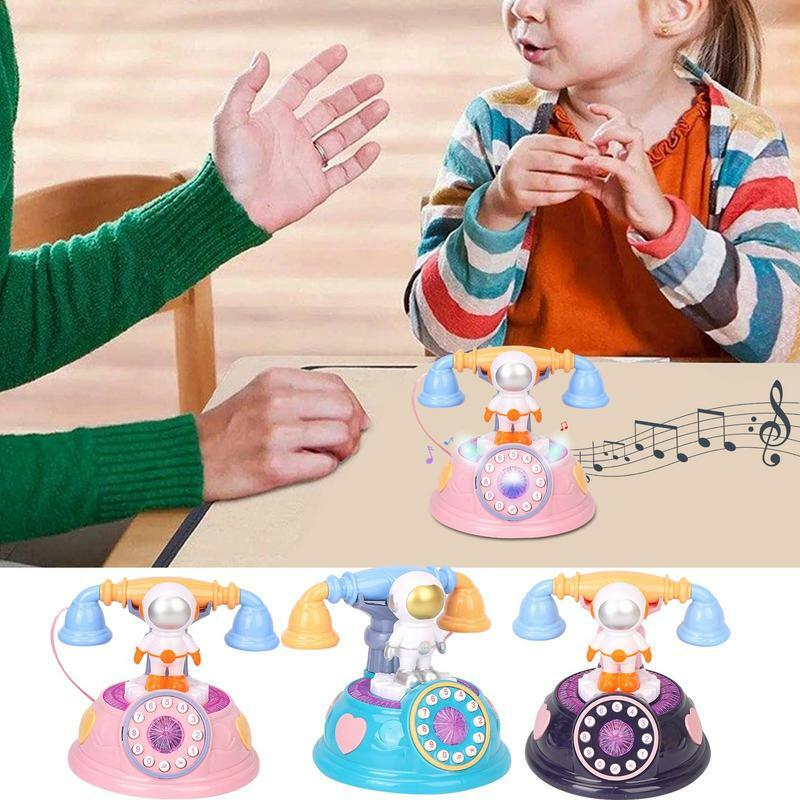 Kids Landline Phone Toy Astronaut Design Landline Kids Phone Corded Toy Portable Vintage Rotary Phone Toy For Living Room Home