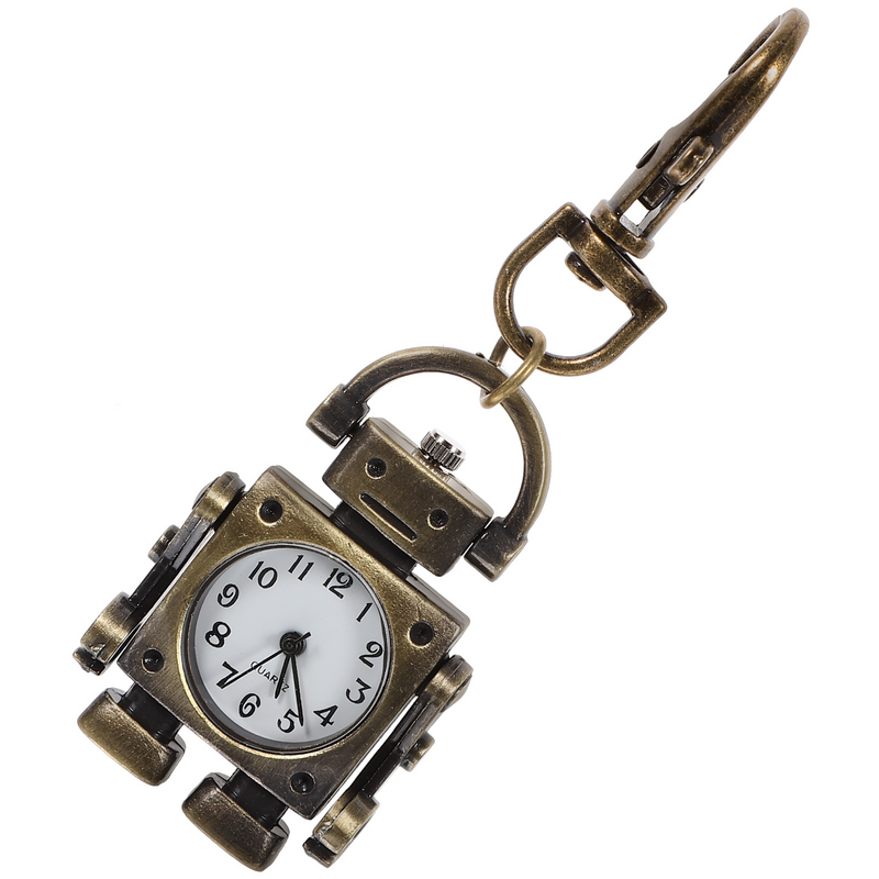 Часы-брелок, карманные часы с пряжкой для ключей в форме робота, кольцо для ключей, часы, Изысканная модель, новинка, брелок, подвеска