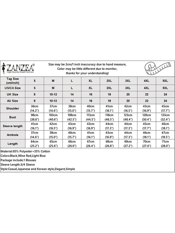 ZANZEA-túnica holgada informal para mujer, Tops elegantes a cuadros, blusas Vintage de manga 3/4 con volantes, camisa de cuello redondo de gran tamaño para verano 2024