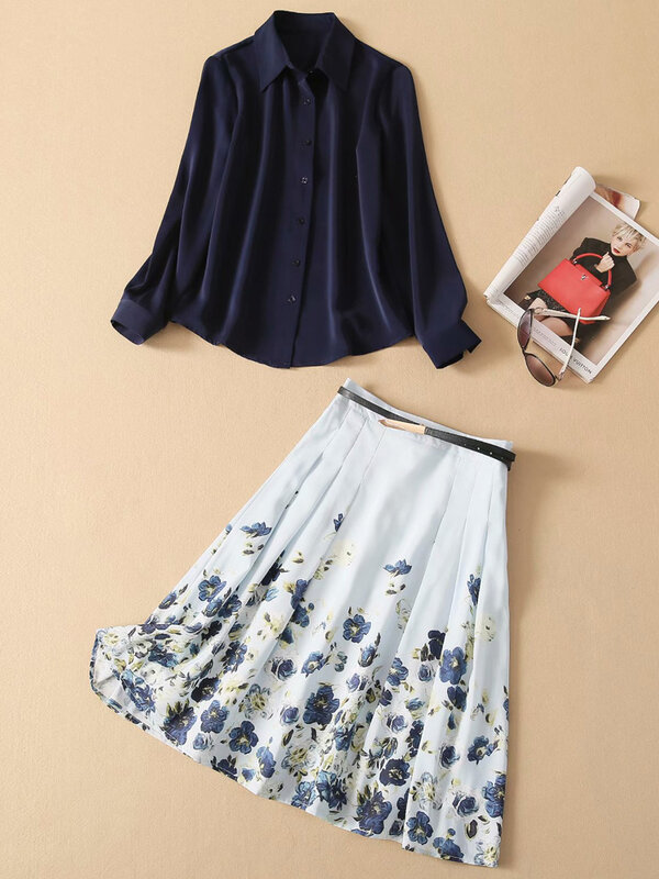 Princess Fashion Spring Summer Women Skirt Suits High Quality Elegant Vintage Casual Office Ladies Two Piece Matching Set Outfit