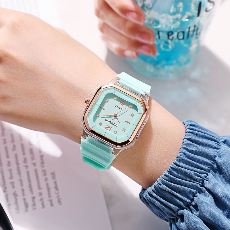 스퀘어 다이얼 시계 커플 럭셔리 심플 패션 쿼츠 손목 시계