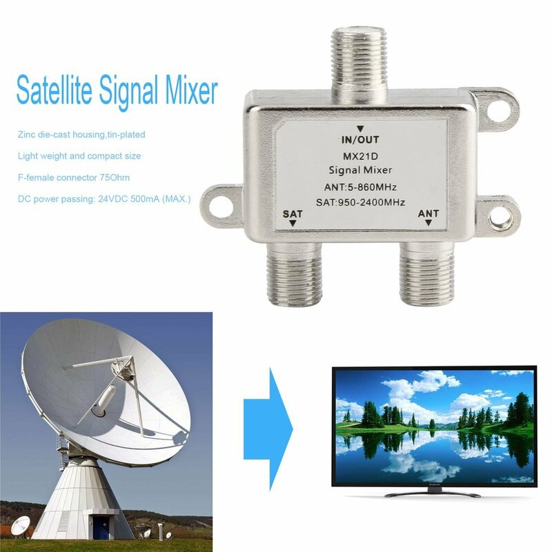 Mathiateur de signal satellite 2 en 1, 2 voies, câble de télévision étanche, centre commercial, diplexeur SAT/ANT léger et compact