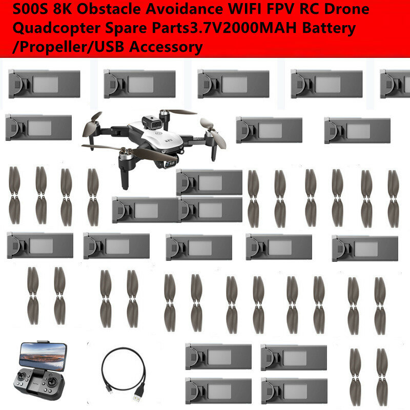S2S S00S 8K unikanie przeszkód WIFI FPV zdalnie sterowany dron Quadcopter części zamienne akcesoria 3.7V 2000MAH akumulator/śmigło/USB