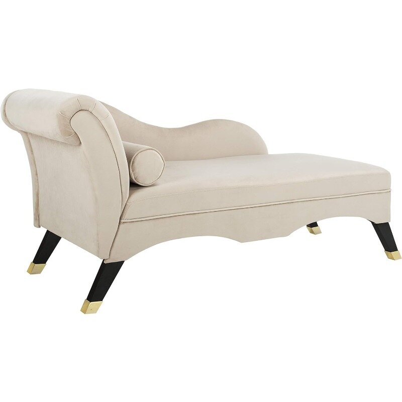 Accueil Caiden Chaise longue moderne en velours beige et expresso