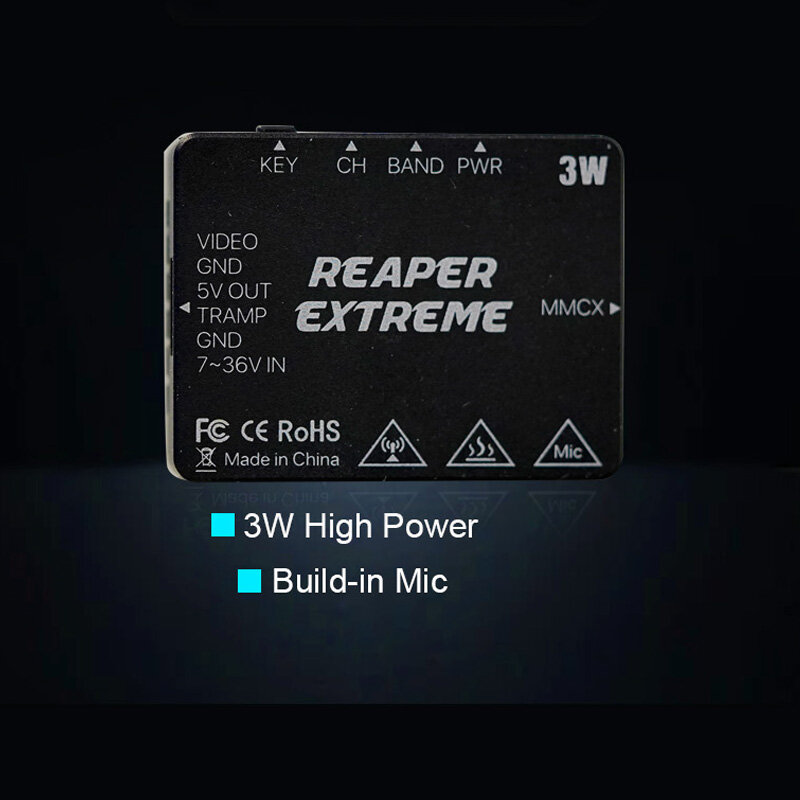 Foxeer 5.8G Reaper Extreme 3W 72CH VTX 25mW 200mW 500mW 1.5W 3W parti VTX FPV regolabili