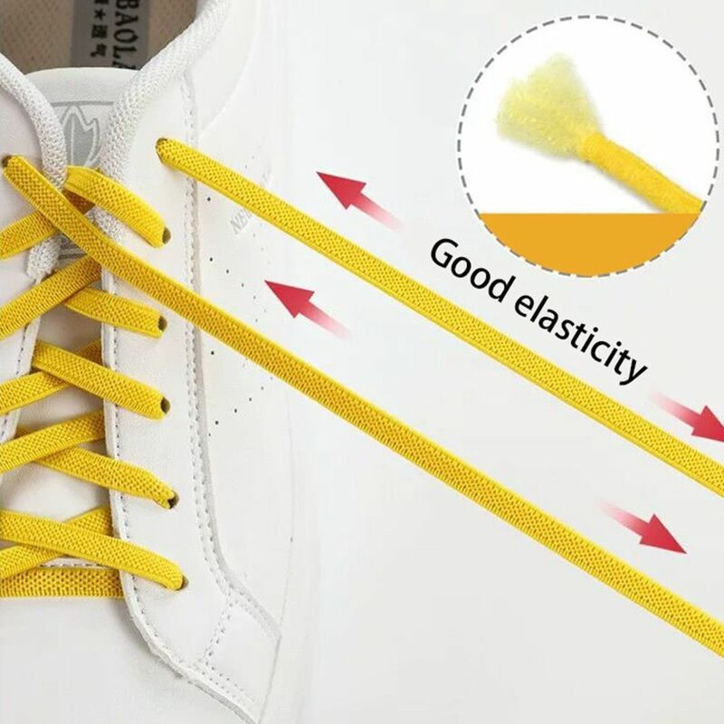 Cordones elásticos planos de goma para zapatos perezosos con bloqueo de cápsula de Metal, varios colores, 100cm