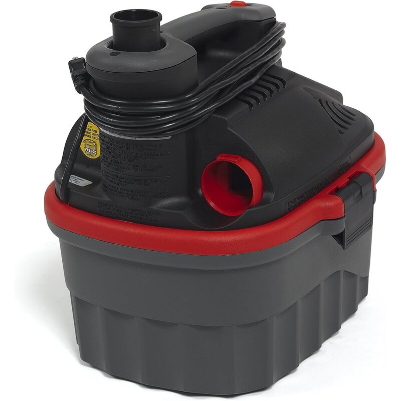 Aspirador portátil compacto a úmido e a seco, vermelho, 4 galões, motor 5.0 Peak-HP, 50313 Modelo 4000RV