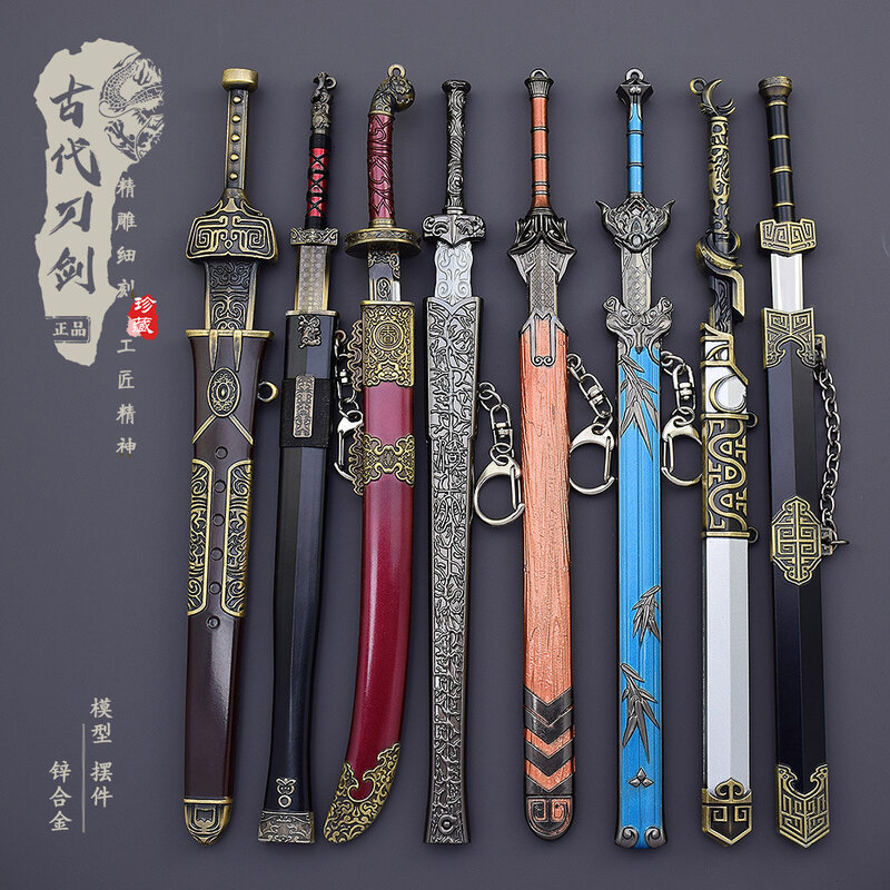 Pedang Pembuka Huruf Logam Kuno Cina Han Dinasti Pedang Terbuka Huruf Kreatif Pemotong Kertas Campuran Senjata Liontin Dekorasi Meja