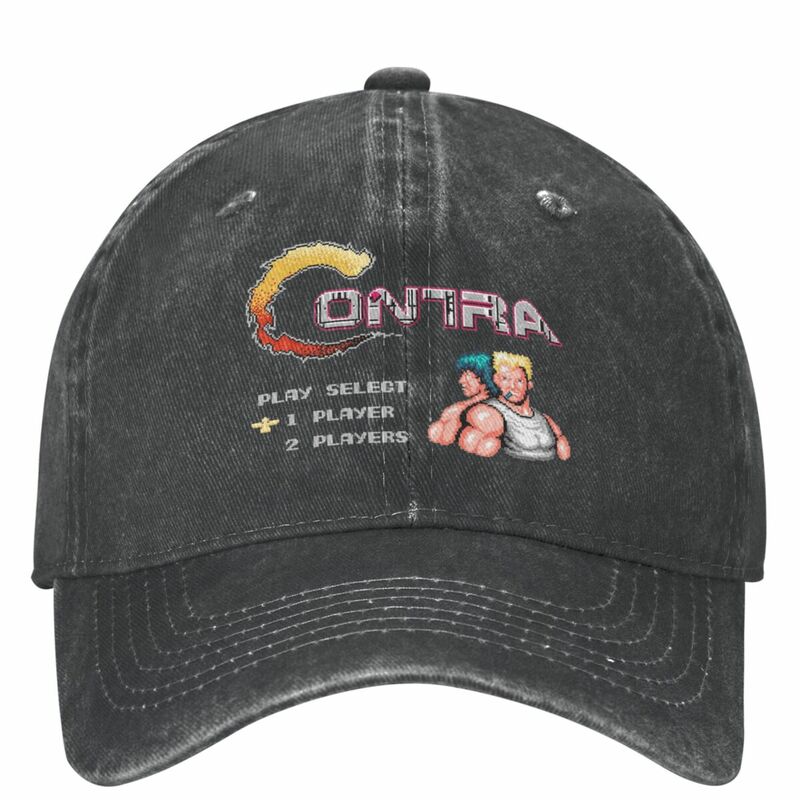 Topi bisbol, Contra Gaming Video Game uniseks gaya robek Denim dicuci topi Snapback luar ruangan topi lembut