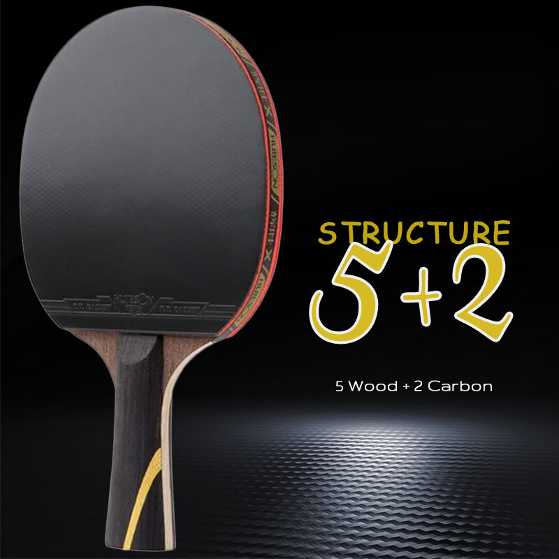 Huieson 5/6 Ster Tafeltennis Racket Carbon Offensief Ping Pong Racket Paddle Met Deksel Zak