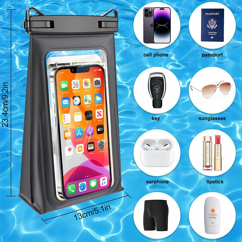 HAISSKY-bolsa estereoscópica impermeable para teléfono, bolsa Universal de almacenamiento de Swmming para playa con pantalla táctil, bolsas secas con cordón ajustable