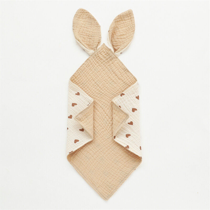 Baby Cotton Muslin Comforter Blanket Soft Newborn Sleeping Toy Cute Rabbit Ears Kid Sleep Soothe Appease Towel Bibs Saliva Towel