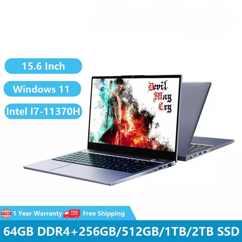 Gaming Laptops Windows 11 Notebooks office Netbook 11th Gen Intel Core I7-11370H 64GB RAM 2TB Dual DDR4 Slots M.2 DDR4 5G WiFi