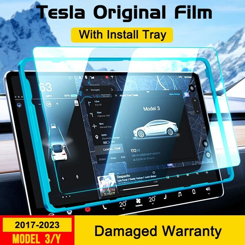 Protetor de tela de vidro temperado fosco, filme de navegação Center Control, carro modificar acessório, 9H, Tesla Model 3 Y, 2023, 2022, 2021