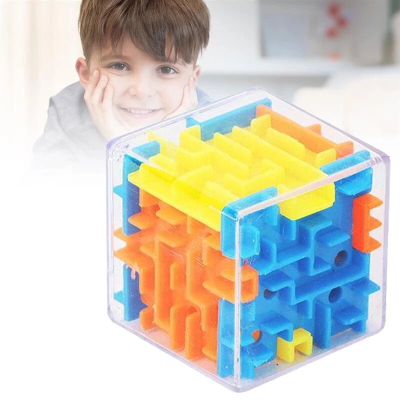 Cubo mágico transparente de 6 lados para crianças, quebra-cabeça 3d, velocidade, bola rolando, brinquedos, apaziguador do esforço