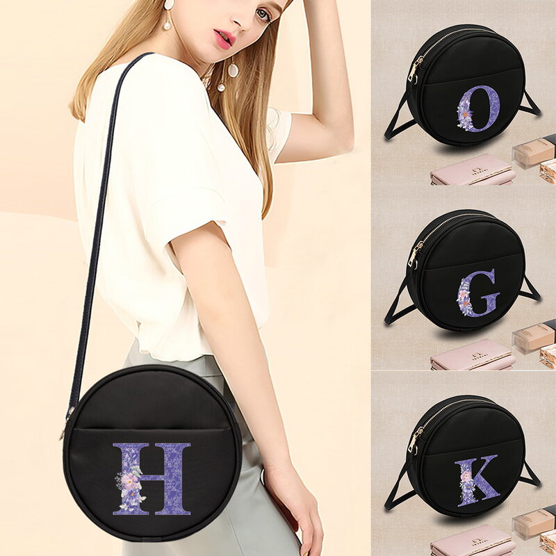 2022 moda feminina redonda crossbody saco padrão carta impresso senhoras pequeno mensageiro bolsa de ombro bolsa pequena moeda bolsas