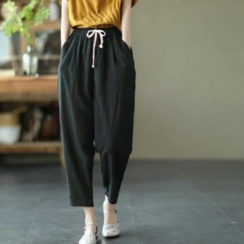 Pantalones bombachos de cintura alta para mujer, conjunto de Pantalón recto ancho, ropa de estilo coreano, xixin