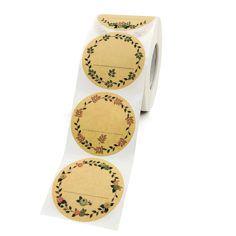 50-500 Buah 2 Inci Kertas Kraft Bunga Terima Kasih Label Stiker untuk Paket Kartu Hadiah Pesta Pembungkus Kue Usaha Kecil