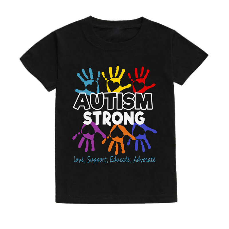 Camiseta de manga corta para niños, camisa con estampado "You Will Never Walk Alone", para el día de la concientización del Autismo