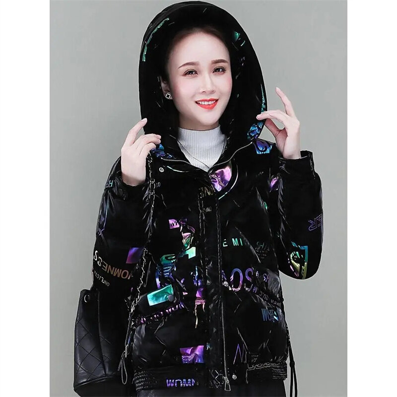 Women Winter Coat Jacket Warm Down Cotton Parkas 2023 New Ladies Glossy Down Cotton Jackets Lady Hooded Fashion Coats