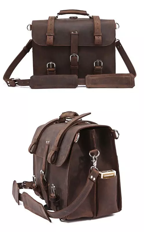 Кожаный портфель, мужская сумка с рисунком лошади, деловой мужской портфель для 15,6-дюймового ноутбука, Офисная большая сумасшедшая сумка через плечо