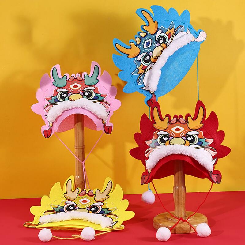 DIY Hut Material Kit handgemachte traditionelle chinesische Tierkreis Drachenkopf Hut für Kinder Geschenke Frühlings fest chinesisches Neujahrs geschenk