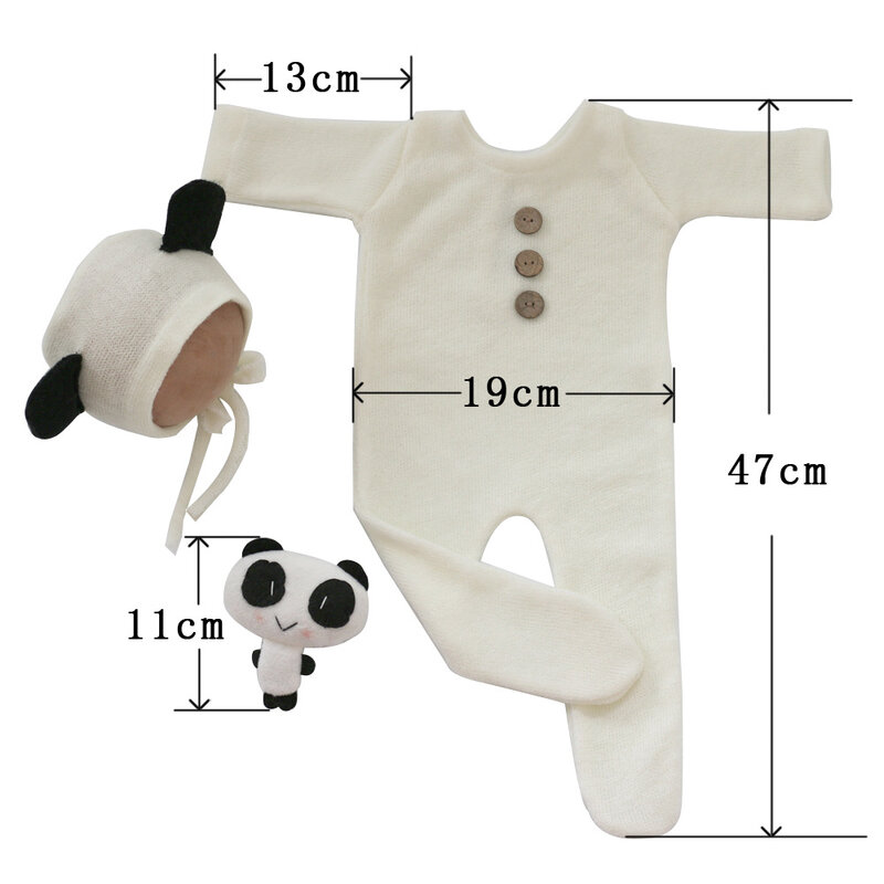 Macacão para fotografia de recém-nascidos, meninos e meninas, panda, roupa de macacão para fotos