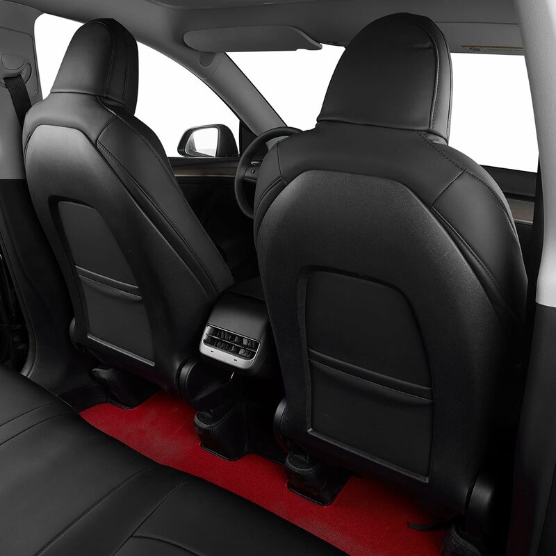Полный комплект чехлов для сидений, подходит для 5-местного Tesla Model Y 2021-2024, чехол для салона автомобиля, усовершенствованное водонепроницаемое кожаное сиденье