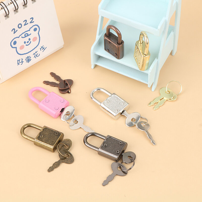 1Set Rectangle Padlocks Mini Luggage Hardware Locks With Key Lock For Travel Wedding Jewelry Box Diary Book Suitcase