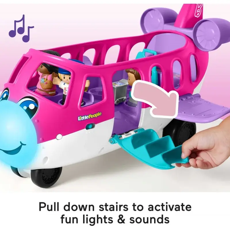 Avión de juguete para personas pequeñas con luces, música y 3 figuras, pequeño avión de ensueño, juguetes para niños pequeños