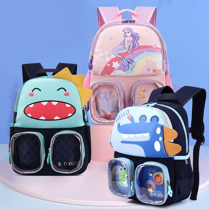 Tas ransel anak-anak, tas ransel TK untuk anak laki-laki dan perempuan modis kartun punggung ganda anak-anak Prasekolah