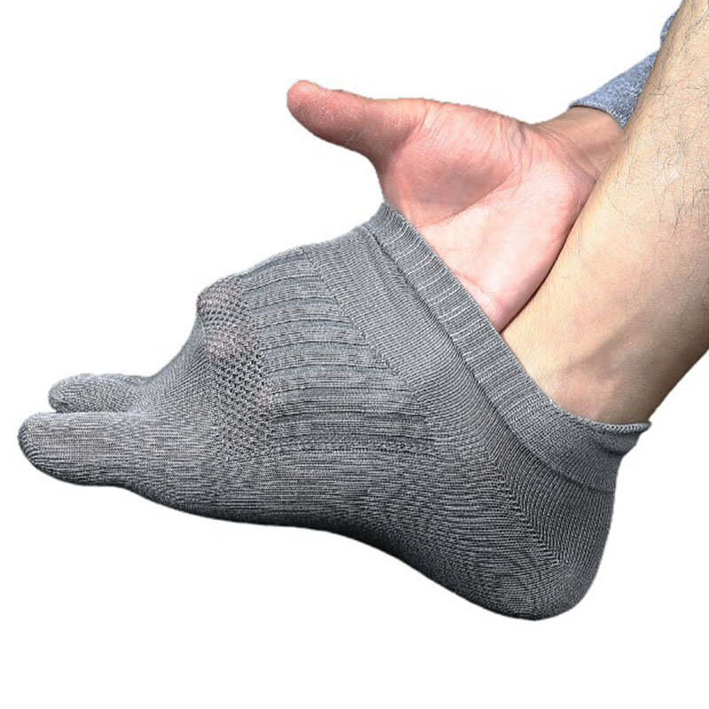 6 Pairs Solid Color Bamboo Fiber 5 Finger Socks Unisex Mesh Breathable Comfortable Deodorant Protect Ankle Short Socks with Toes