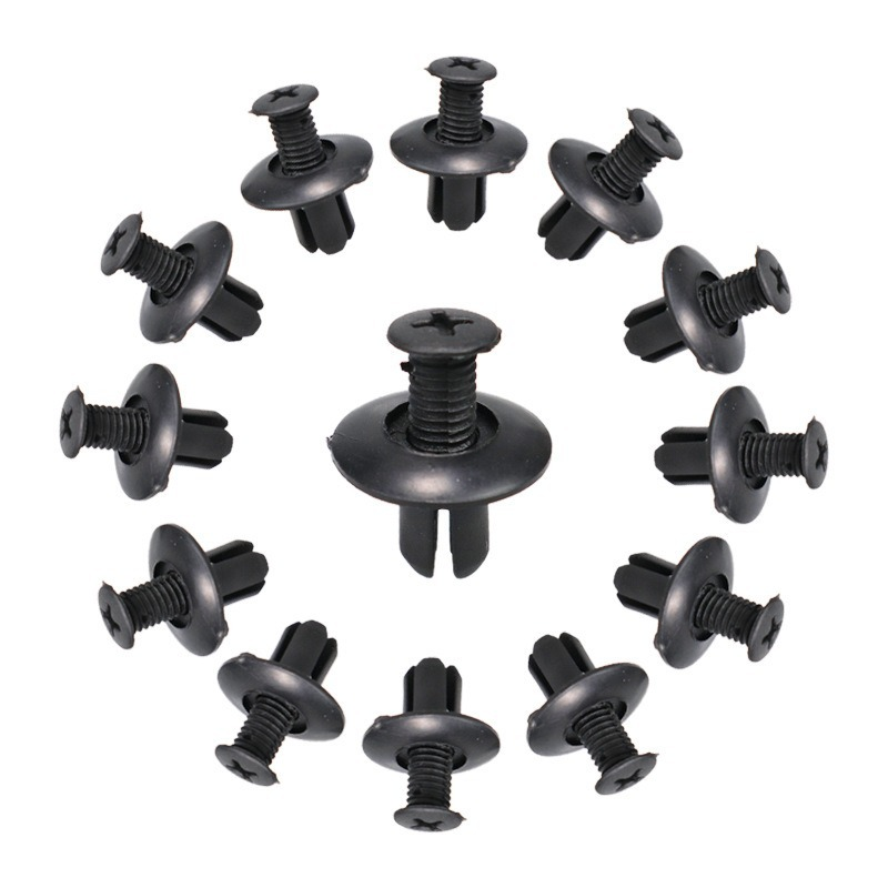 8mm Black Plastic Rivets Fasteners Screw Car Bumper Fender Black Rivet Car Fastener Clips for Toyota Focus Kia Nissan Yamaha